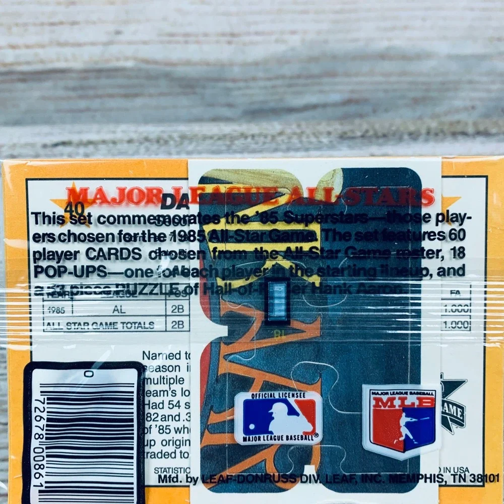 Donruss Major League All-Stars Pop-Up‎ Puzzle & Cards Hank Aaron 1985 Sealed